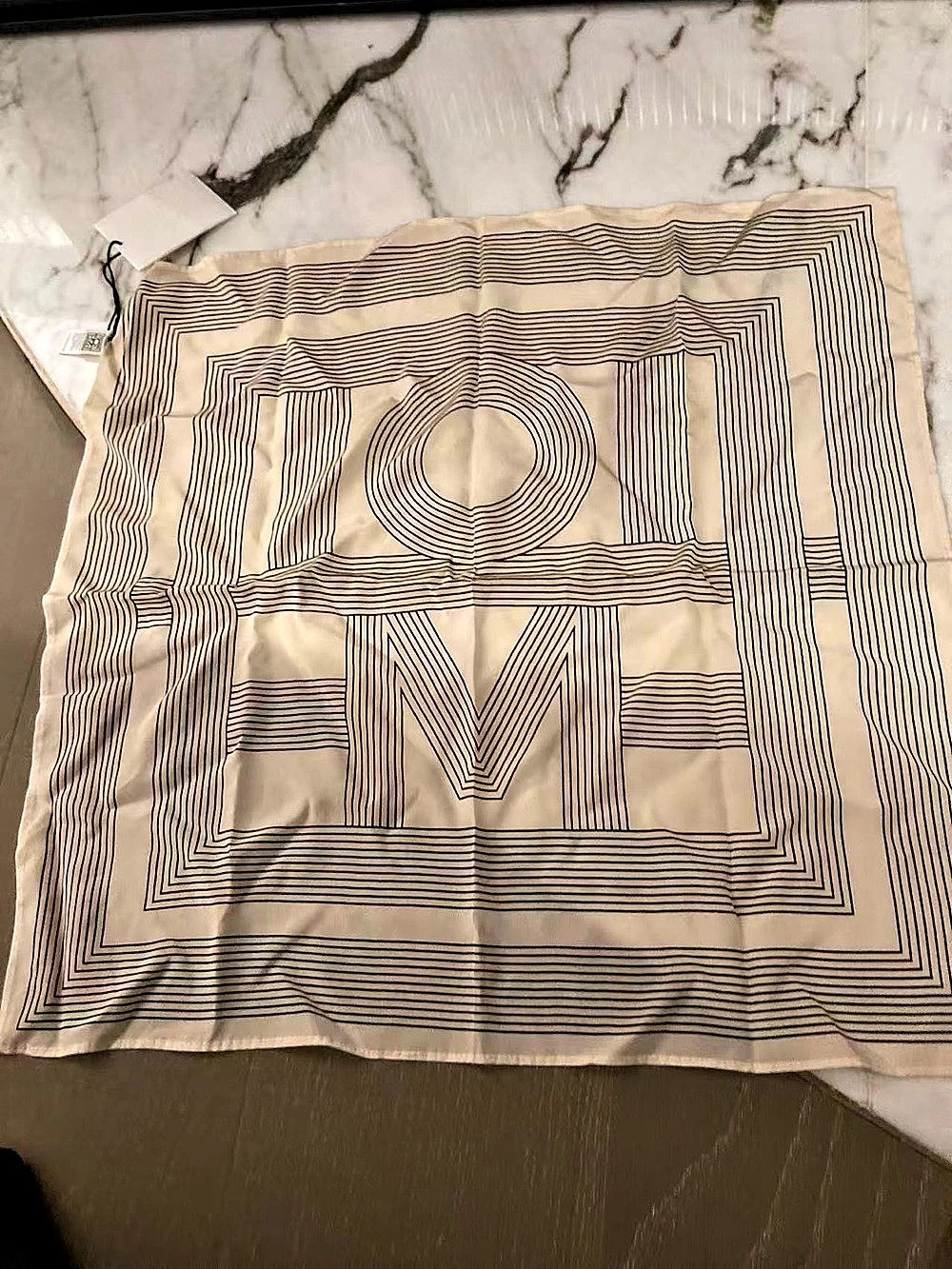 Toteme Geometric Scarf in Cream & Black